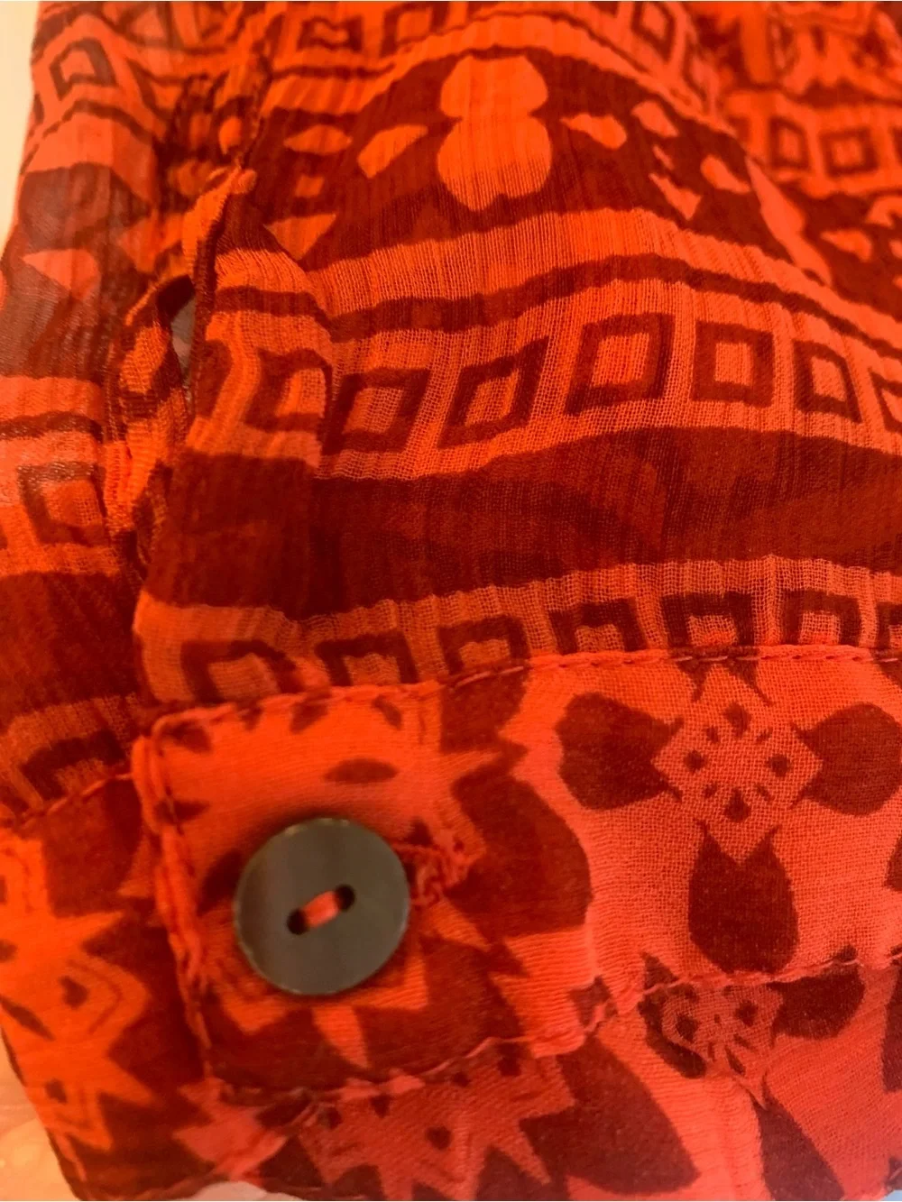 Maeve Anthropologie Boho Tunic Dress Red Orange Print Size 12